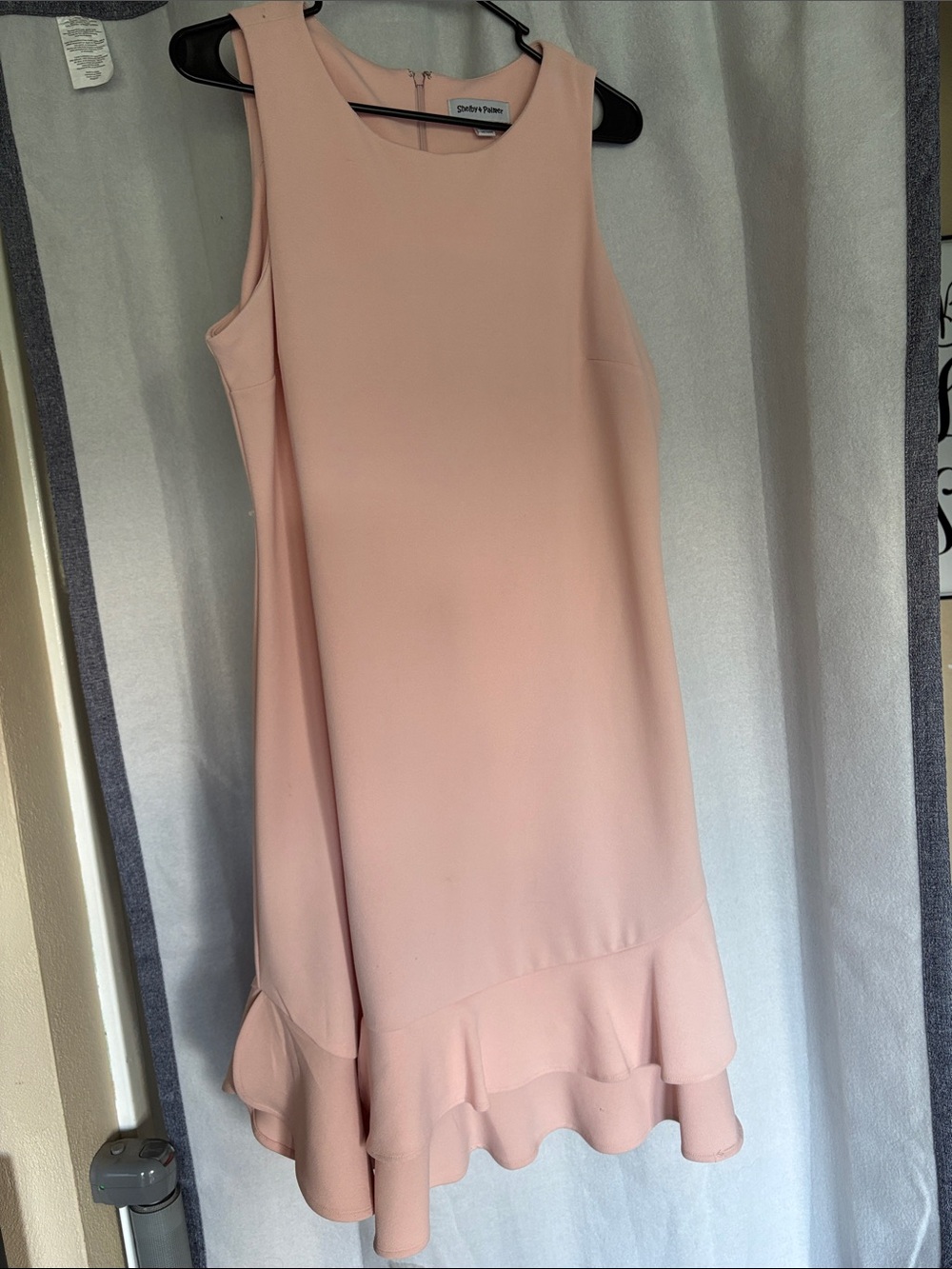 Shelby & Palmer Blush Pink Sleeveless Ruffle-Hem Midi Dress